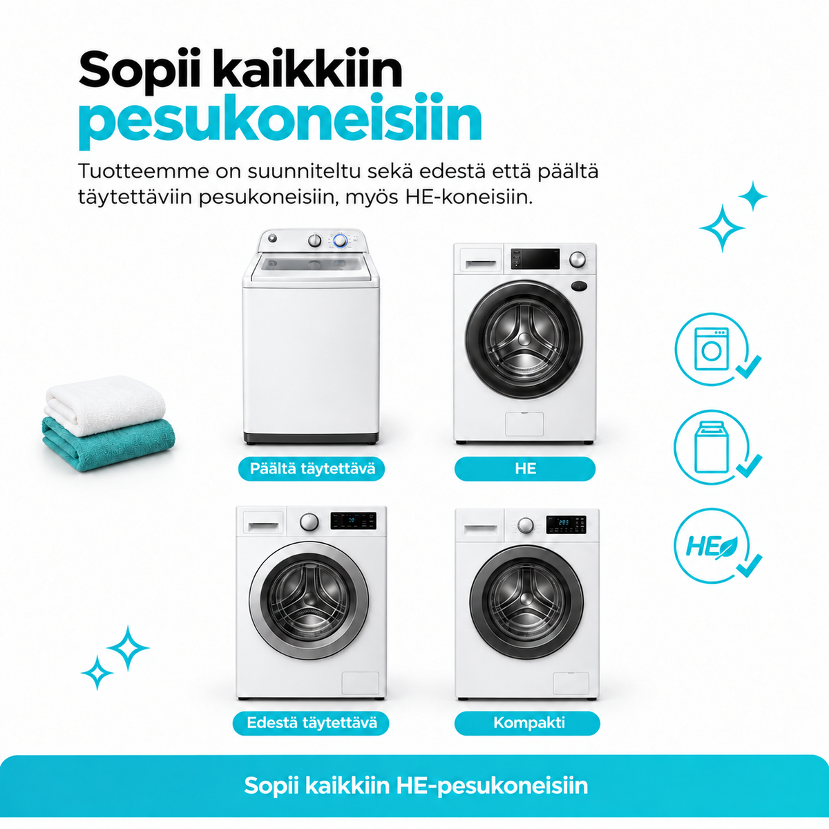 Renly Pro sopii useisiin erityyppisiin pesukoneisiin